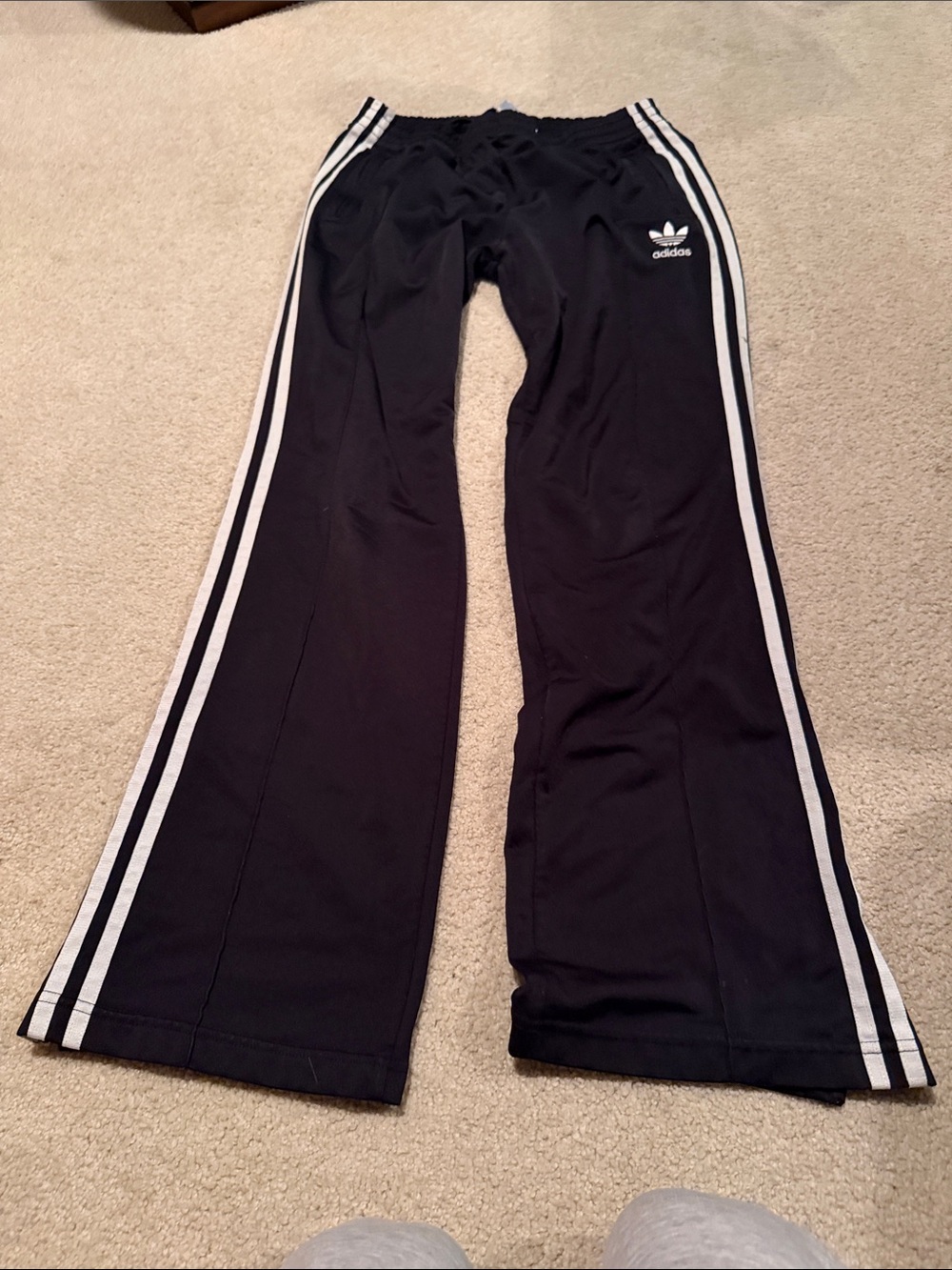 adidas Black Track Pants with White Side Stripes